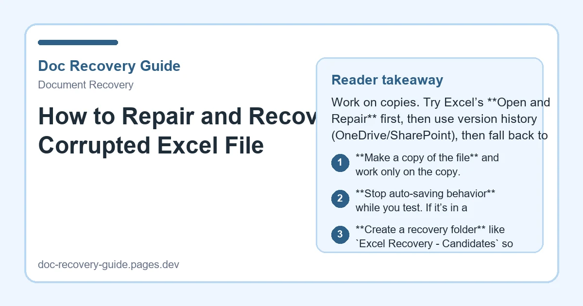 How to Repair and Recover a Corrupted Excel File