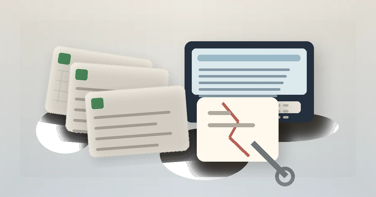 Original editorial still life related to How to Repair and Recover a Corrupted Excel File: a damaged document copy on a repair workspace.